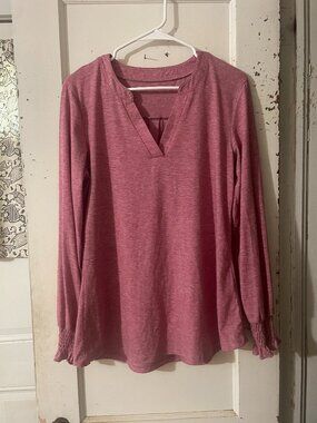 Pink V-Neck Blouse Size M